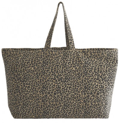  Stor tygväska i canvas med leopardmönster
