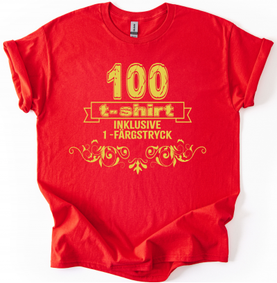 100 T-shirt Gildan inklusive 1 Färgstryck